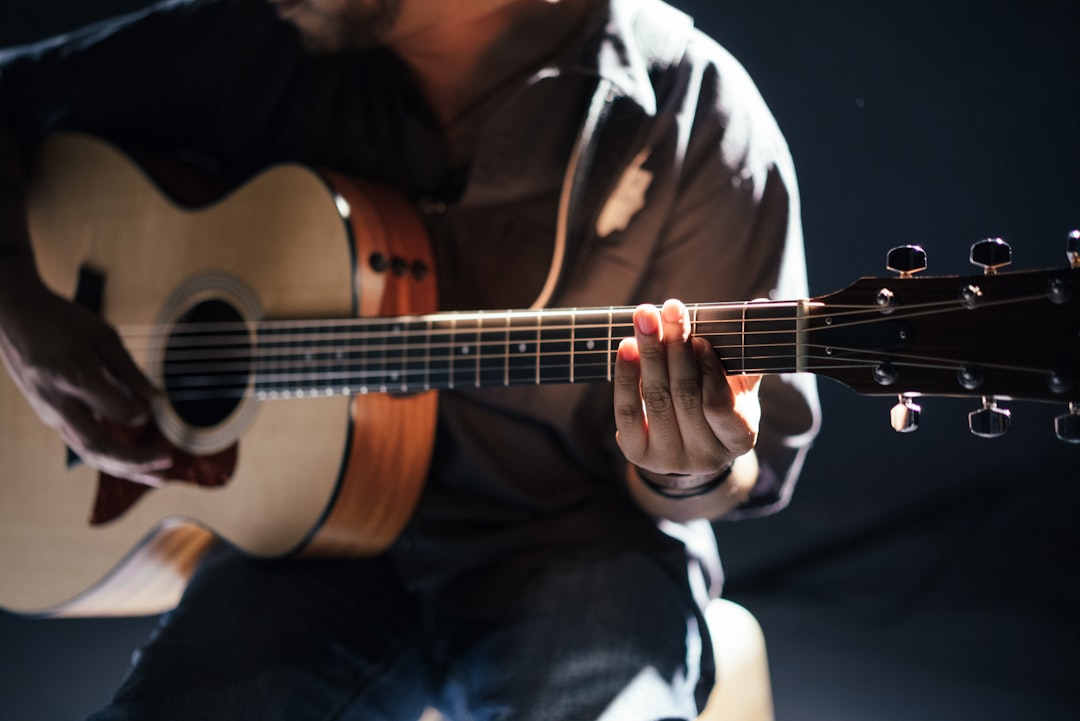 Acoustic guitar player in pale light by Make a Song person playing guitar